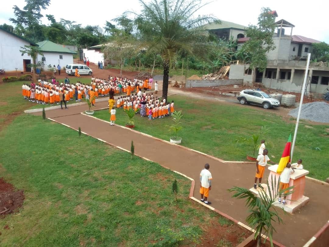 Morning assembly around the flag